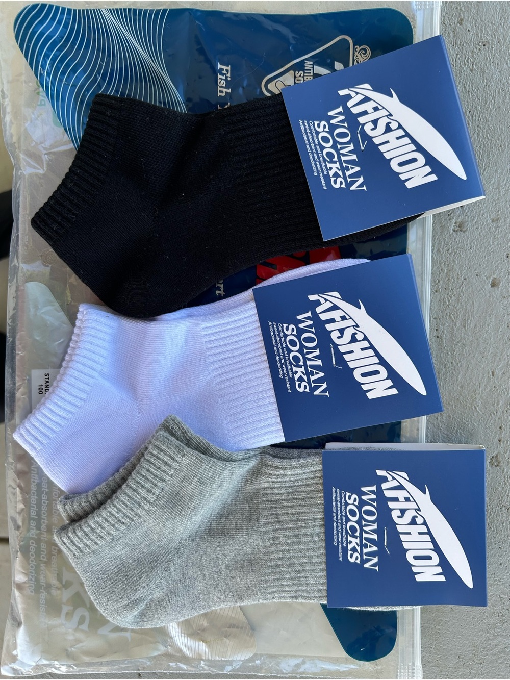 Women 3-Pack Ankle Socks - Black, White, Gray